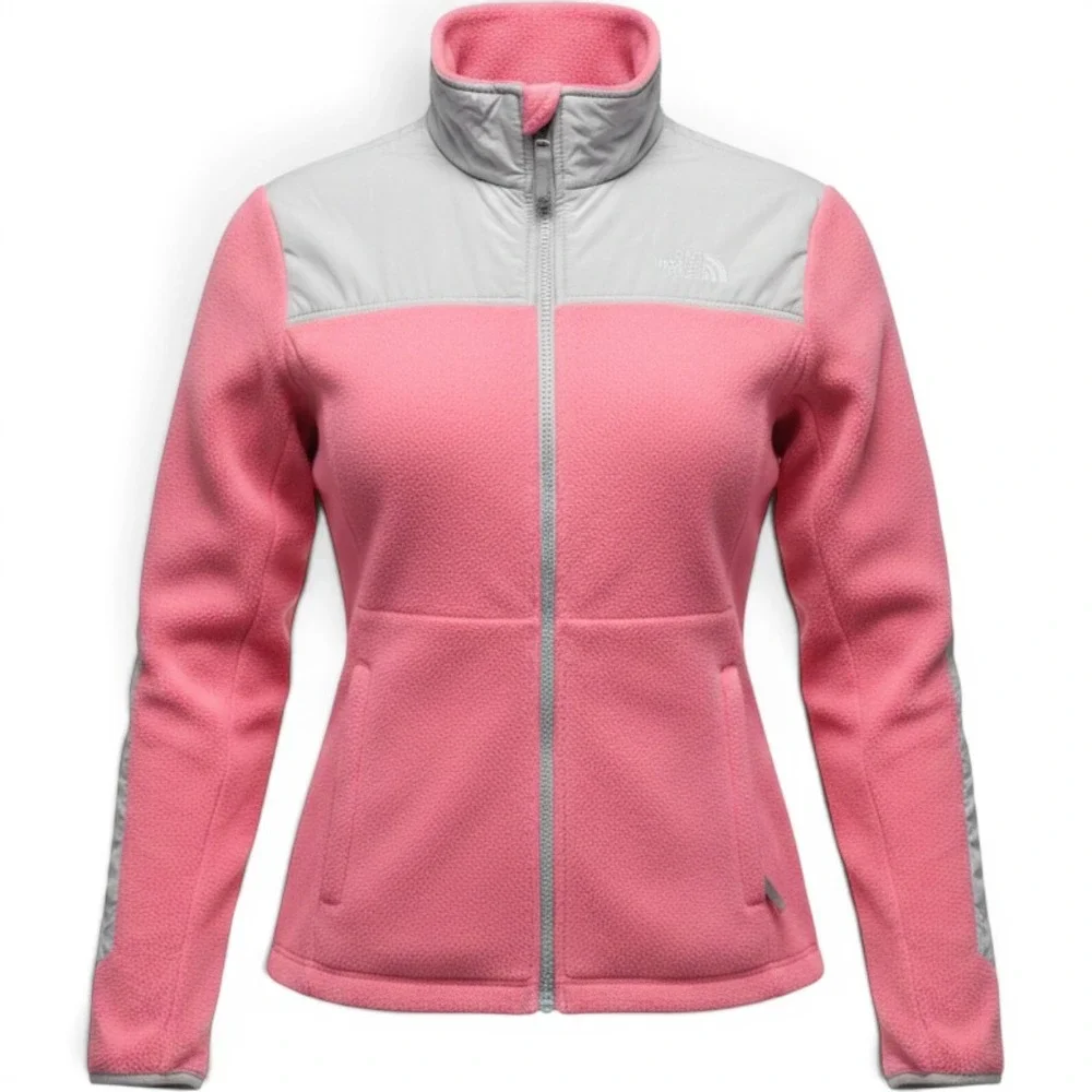 The North Face Denali Jacket Girls L Pink Grey Excellent Fleece Colorblock